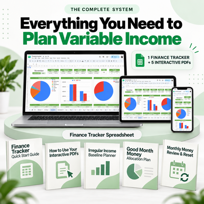 Complete Freelancer Income Stability System with Finance Tracker and five interactive PDF tools